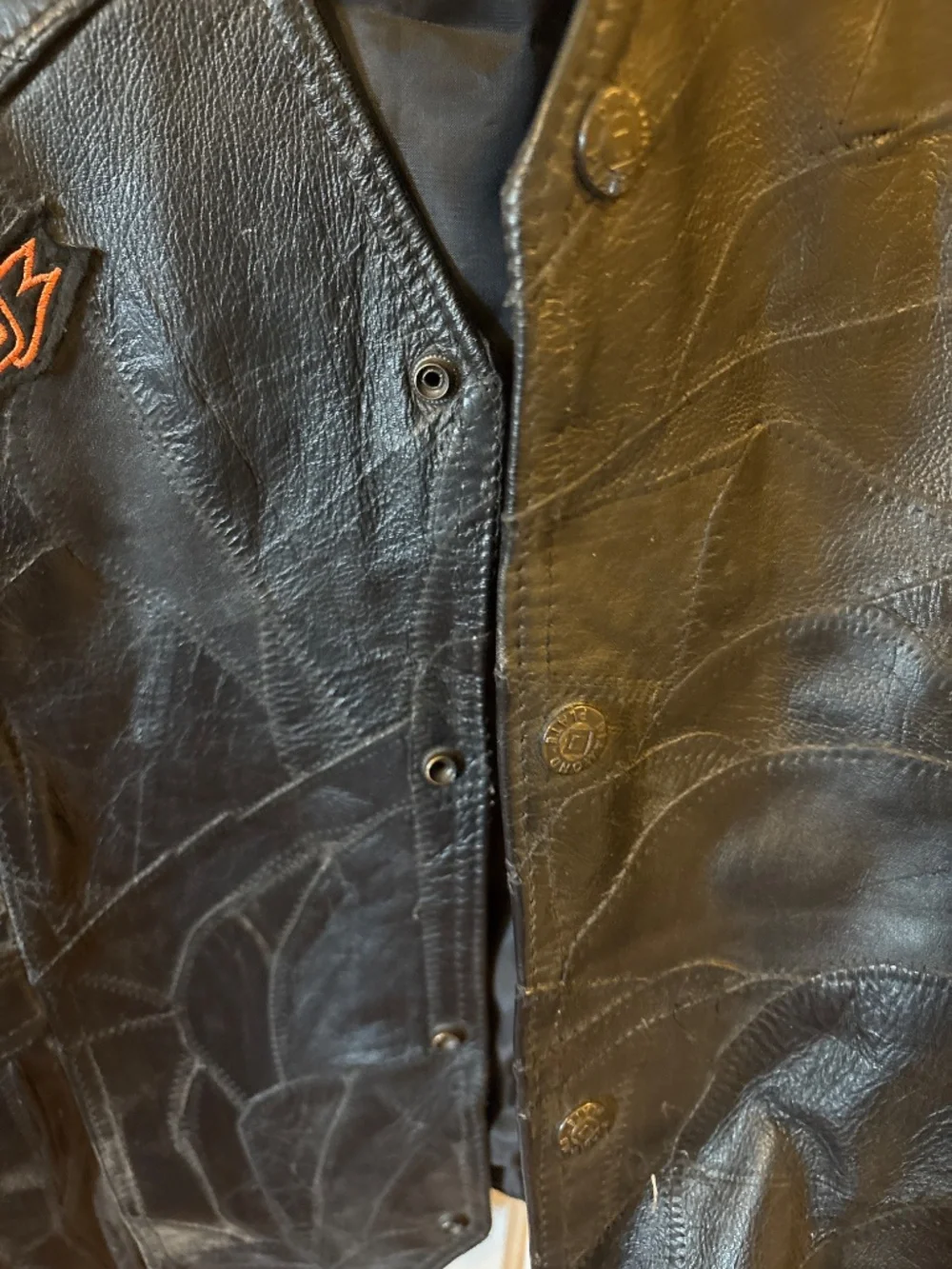 Diamond-Plate Buffalo Leather Biker Vest - 4X